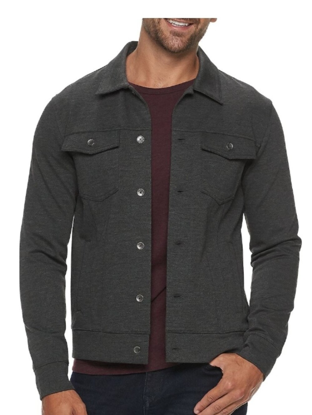 Rare Men's Dark Gray Flex Trucker Jacket Marc Anthony Large NWT